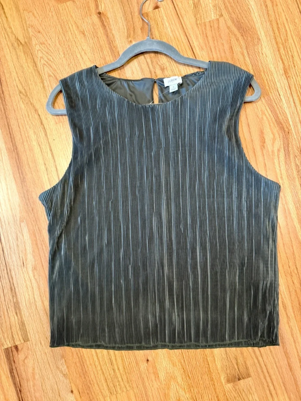 J.Crew Factory Plissé Shell Top - Olive Green, Size L